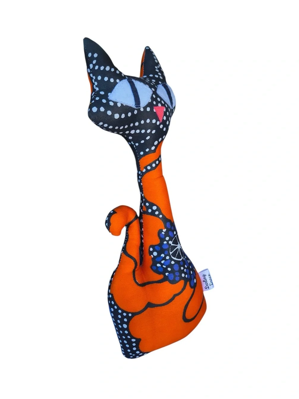 Handmade Orange & Black Atomic Cat Decorative Pillow Plush
